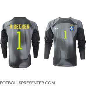 Brasilien Alisson Becker #1 Målvakt Hemma Matchtröja VM 2022 Långärmad